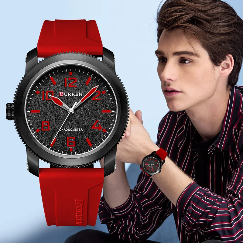 Top Men's es with Big Numeral Dial Business Gentleman Sports Waterproof Quartz Wrist With Silicone Strap_voghion.com