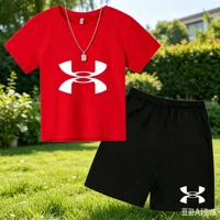 T-shirt à manches courtes et short avec logo imprimé - Vêtements de sport élégants - Ensemble de vêtements de sport pour enfants en 2 pièces - Ensemble pour enfants 3