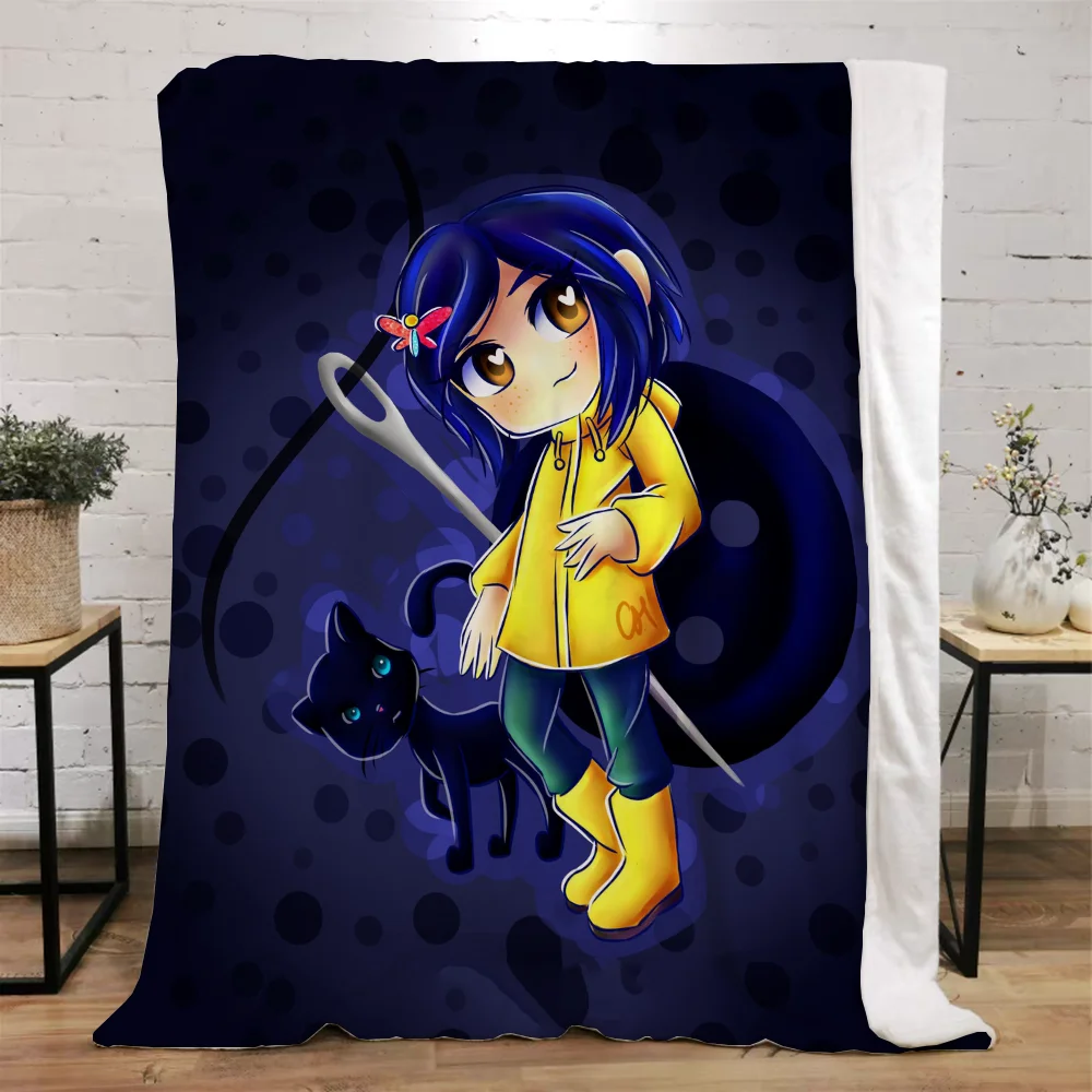 Coraline Fleece Blanket King Size Fluffy Soft Blankets & Throws Bed Throw Home Interior Microfiber Bedding Knitted Plaid Knee & 3