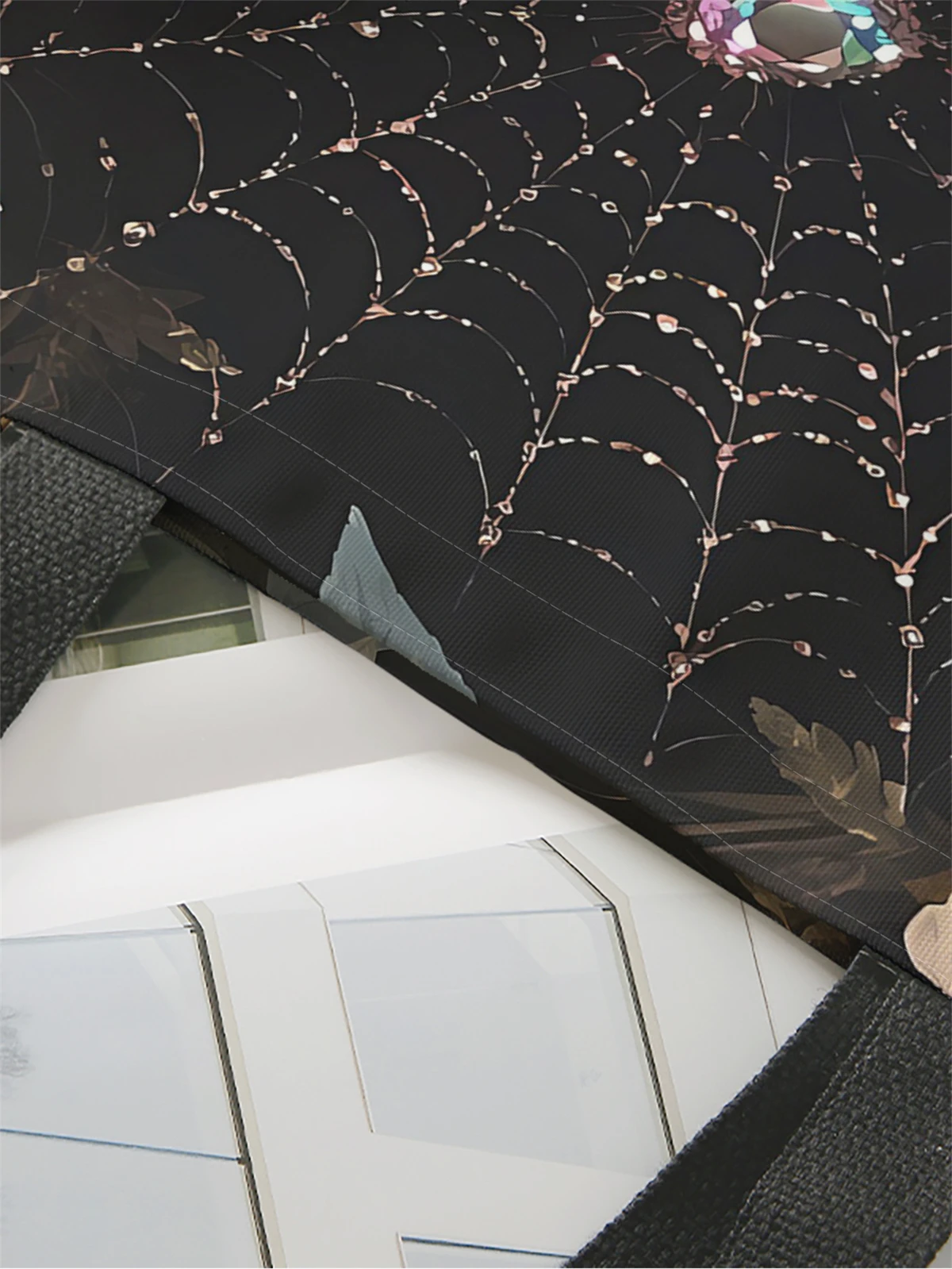 1pc,spider web handbag, reusable fashionable handbag, multifunctional handbag, printed canvas shopping bag