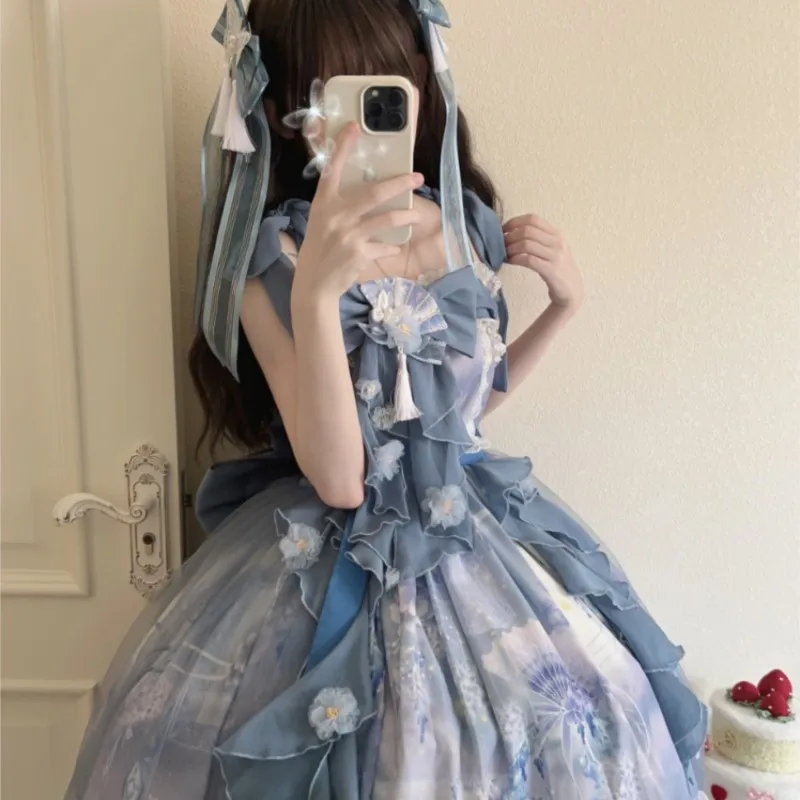 

Chinese Style Chiffon Printed Dress