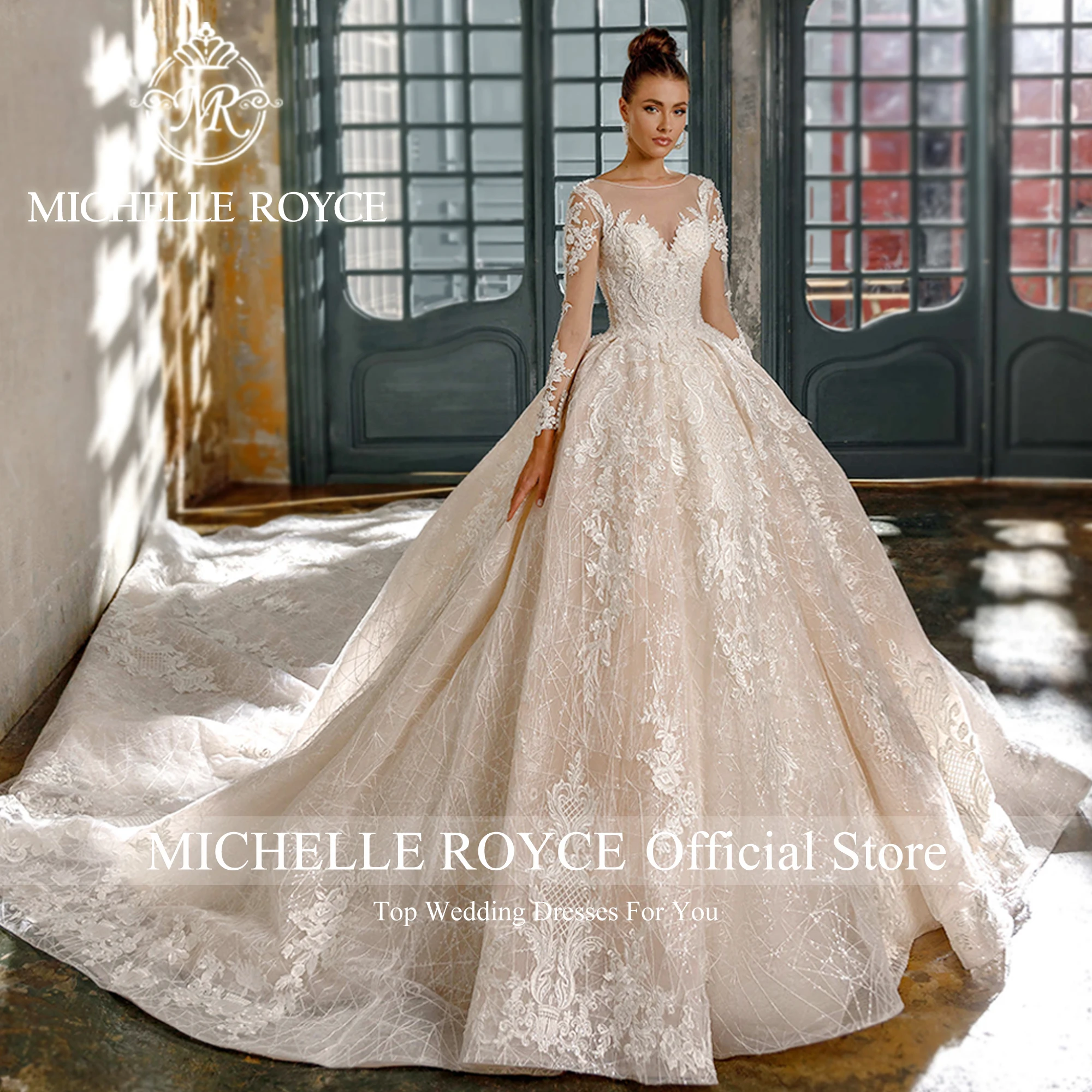 Michelle Royce Luxury Wedding Dresses For Women Sweetheart Appliques Beaded  Sexy Long Sleeve Wedding Gown Vestidos De Novia - AliExpress 320