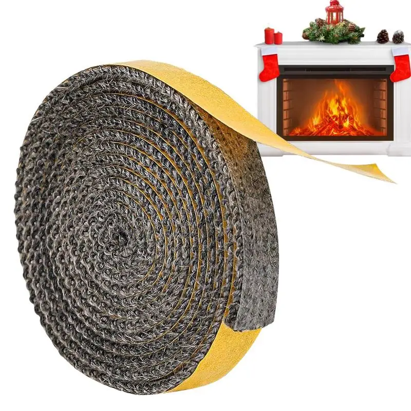 Fireplace Seal Rope Self-Adhesive Fiberglass Sealing Tape Temperature Resistant Furnace Stoves Door Gasket Cord