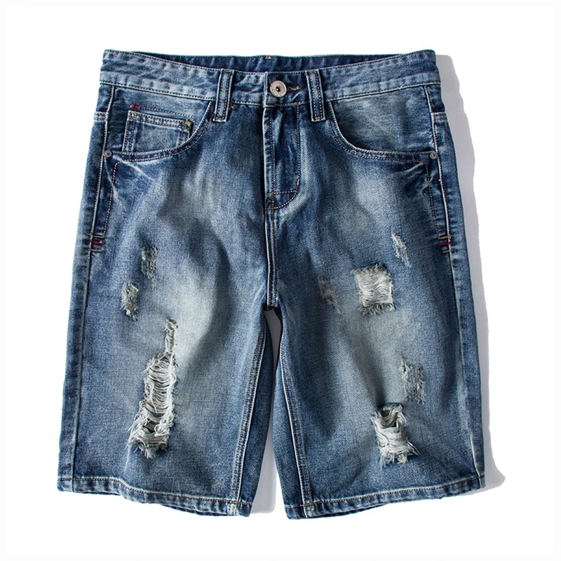 Denim Pria Ripped Jeans Pendek 