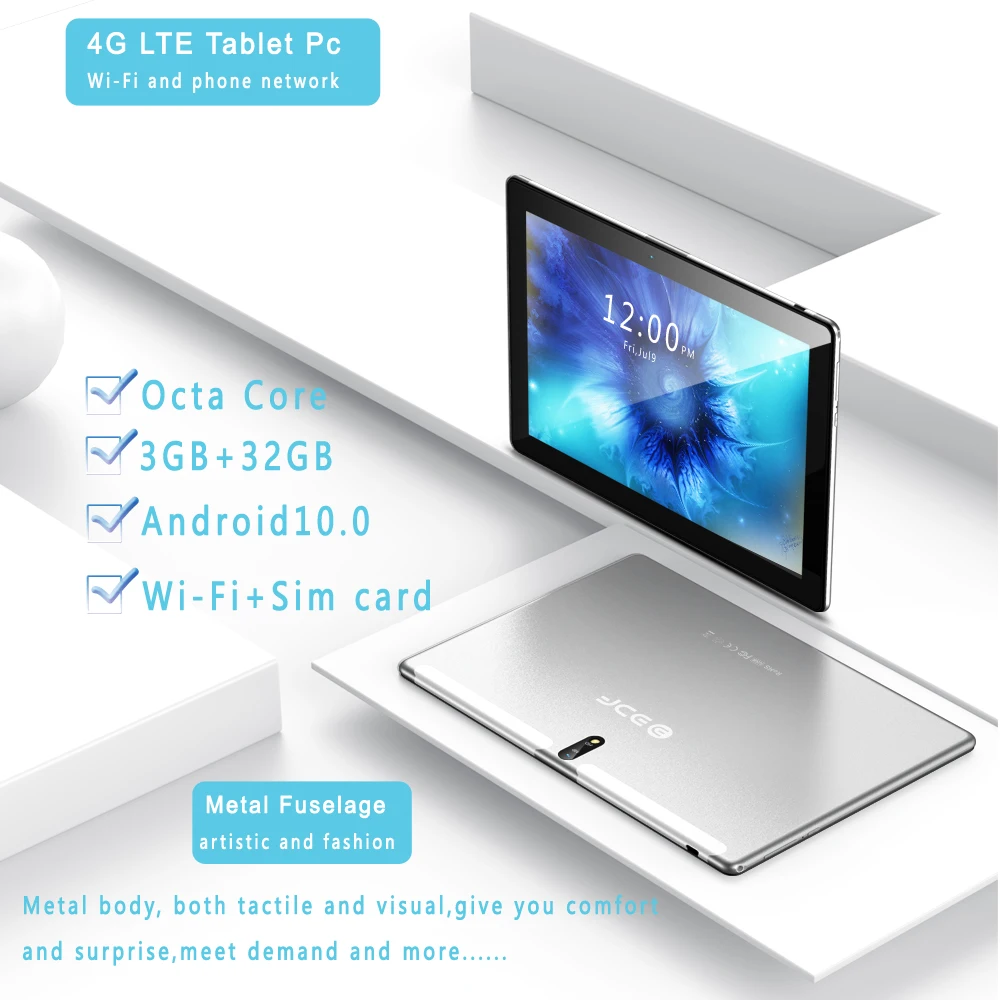 2022 New Arrival 10.1 Inch Octa Core Tablet Android 10.0 Google Play Dual 4G Network GPS Bluetooth WiFi Tablets 3GB RAM 32GB ROM