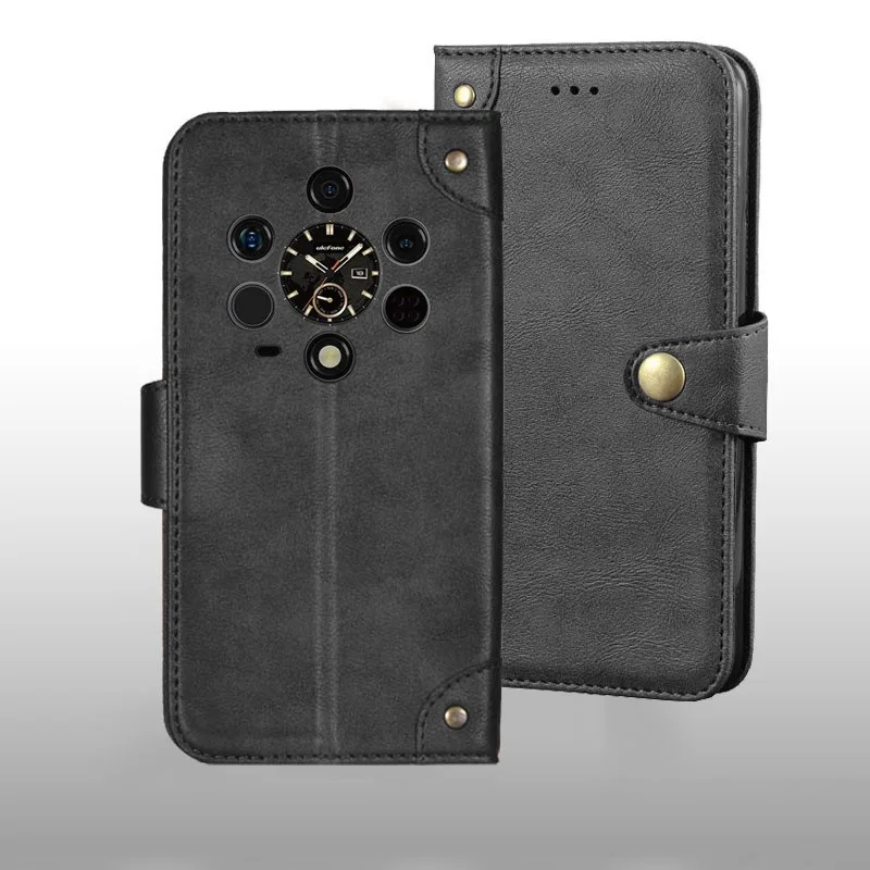 Premium Metal Buckle Retro Leather Back Case Cover - Rugged Phone Accessories