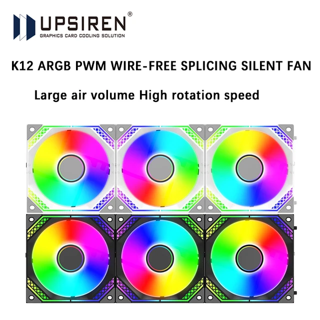 UPSIREN K12 Wire-free splicing Fan 12CM ARGB 4pin PWM temperature