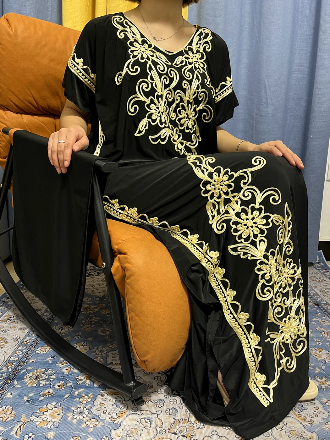 Abayas For Women 2023 Pure Applique Ice Silk Embroider Loose Slim Jilbab African Islamic Kaftan Muslim
