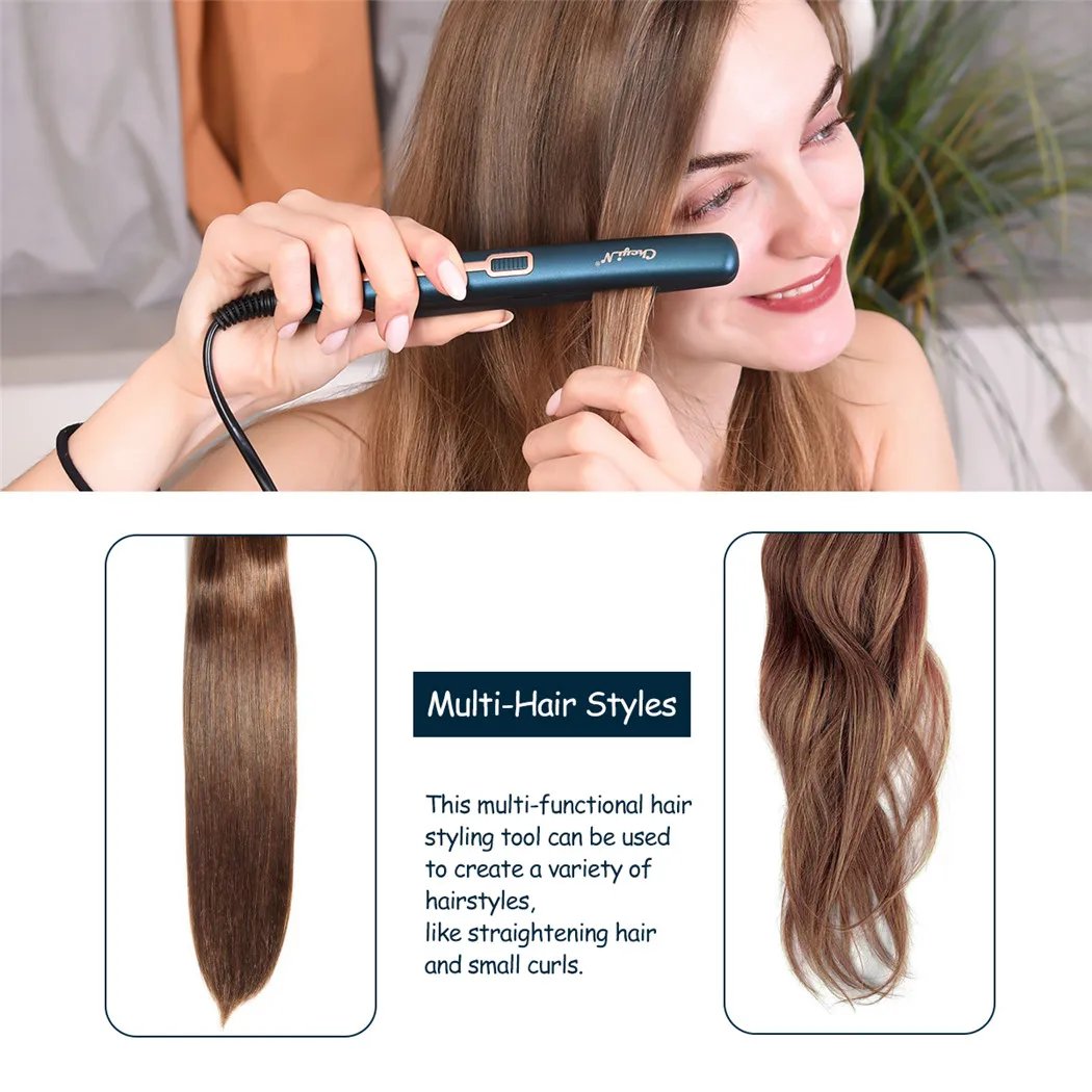 CkeyiN Mini Hair Flat Iron 2 in 1 Hair Straightener and Curler Portable Straightening Iron Constant Temperature 4