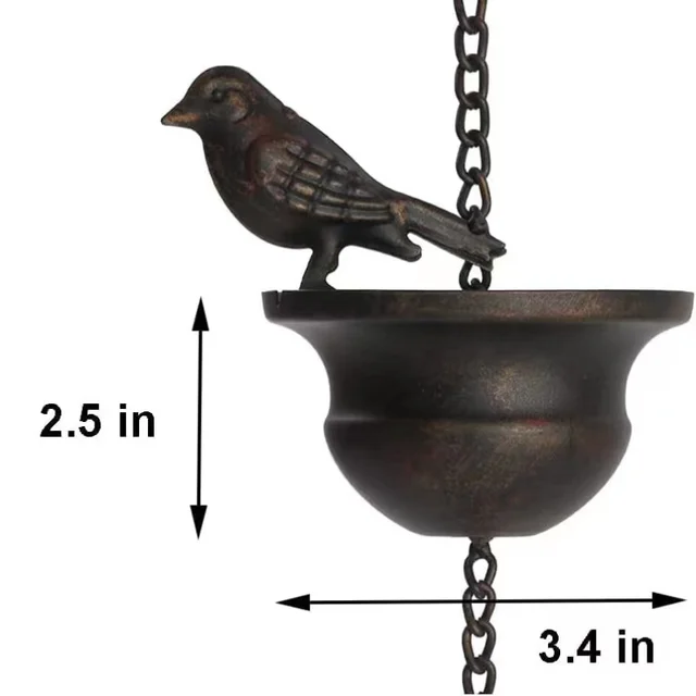 2,4/M Esőlánc Japán Stílusú Folyosó Vízelvezető Lánccal Villa Bird Cup Dekoratív Lefelé Mutató Ereszcsatorna 빗물 - Image 5