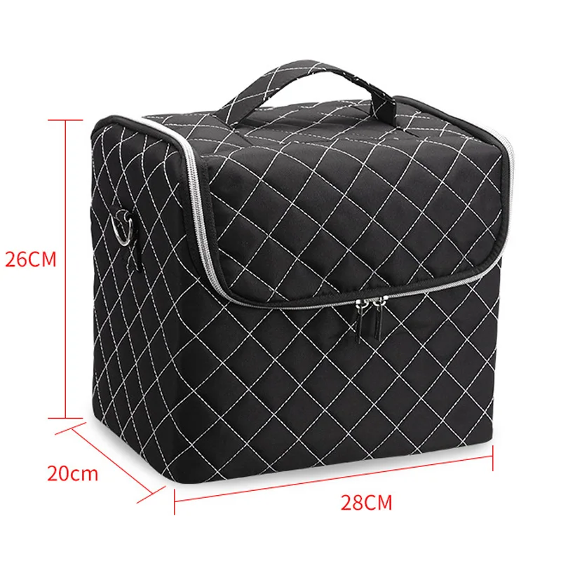 Women Cosmetic Boxes Zipper Nail Art Kit Storage Case Organizer Professional Make Up Handbag Large Capacity Plaid Makeup Bags 6