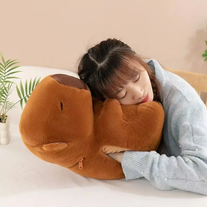 Soft Capybara Hand Warmer Pillow Stuffed Cartoon Capybara Plush Hand Warmer Cute Portable Capybara Sleeping Pillow
