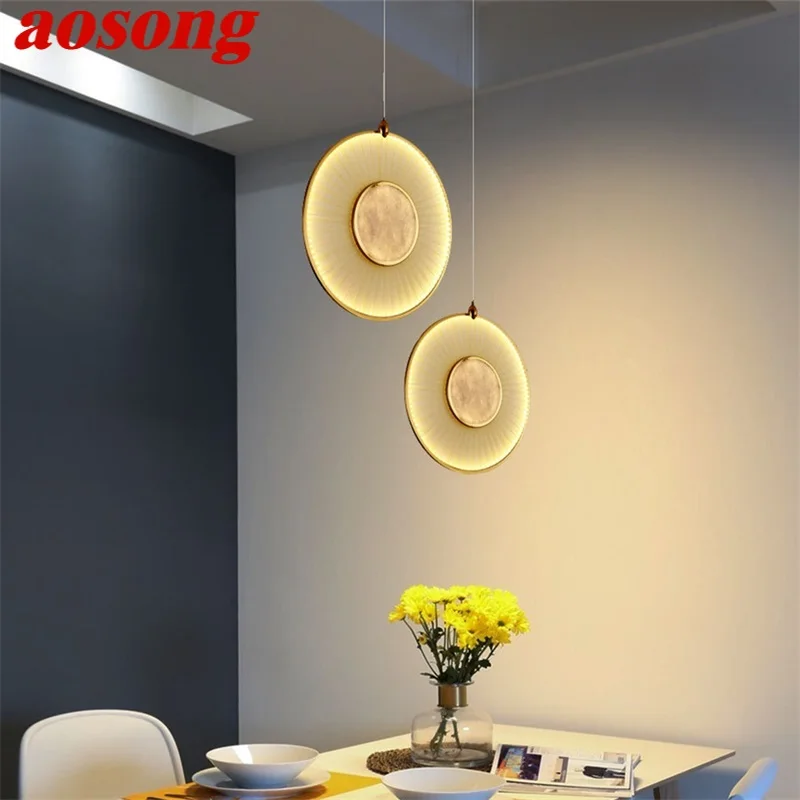 

AOSONG Nordic Pendant Lamp Modern Round LED Creative Design Decoration For Living Dining Room Bedroom Light