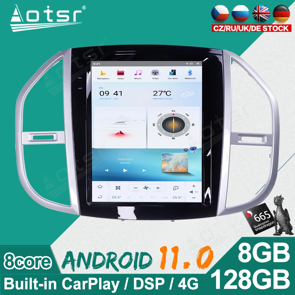 

2din Android 11.0 CarPlay Qualcomm Snapdragon 665 Car Radio For Mercedes Benz Vito W447 GPS Navi DVD Multimedia Player Head Unit