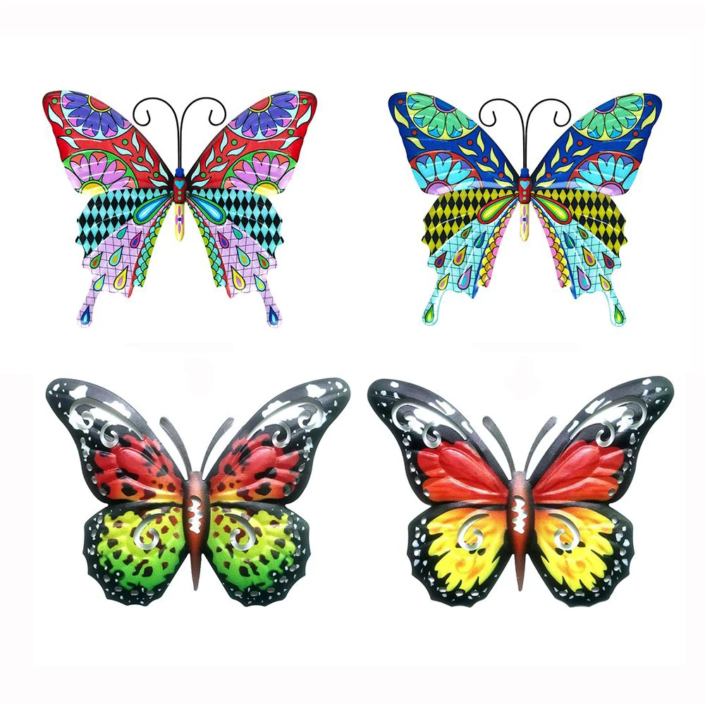 Butterfly Lizard Metal Animal Wall Decor Art Craft Sculpture Hang Indoor Outdoor for Home Garden Office Landscape Decoration animal ornaments metal wall decor metal butterfly ornaments
