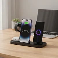 6-in-1 Foldable Fast Wireless Charging Station Fast Magnetic Charging Stand Dock 15W Fast Wireless Charger for  Devices 3
