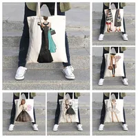 Canvas shoulder bag organization storage Handbags cosmetics travel Women's bag Shopping Fabric pouch nordic boho Customizable 1