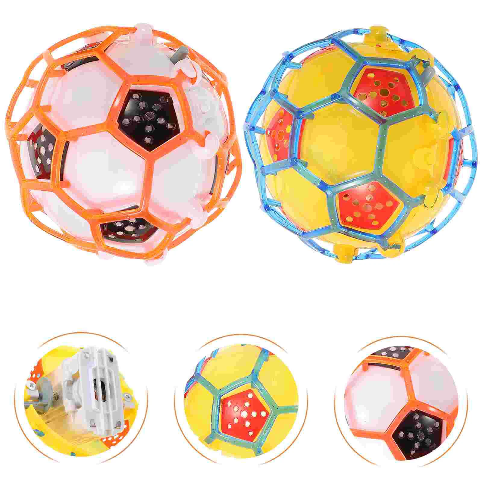 어린이용 빛나는 축구 장난감, 플래시 탄력 어린이 발광 전기 축구, 미니 탄성 점프 플라스틱 음악 조명, 2 개