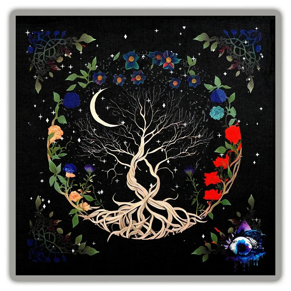 Tarot Altar Cloth with Zodiac Signs and Tree of Life Celestial Tarot Deck for Tarot and Oracle Card Readings 6