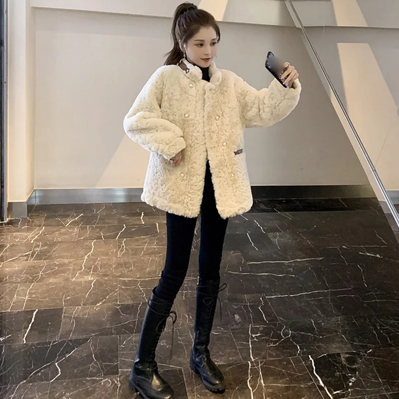 

Women's Clothing Stand-up Collar Slim Faux Fur Coat Winter New 24