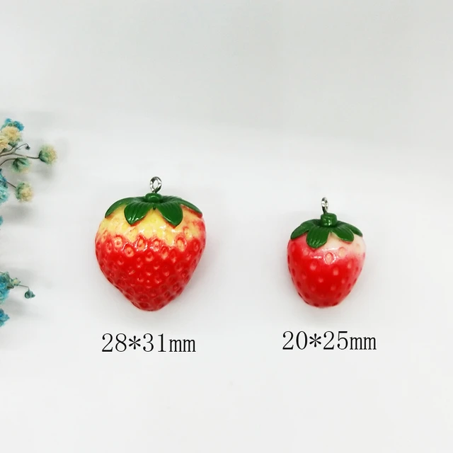 10 Polymer Clay Strawberry Spacer Bead Fruit Bracelet Necklace Jewelry DIY  17mm