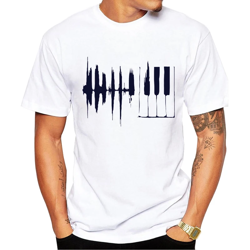 TEEHUB Geometrische Männer T-Shirt 2019 Mode Klavier Gedruckt Kurzarm T-shirts Sommer Casual Tops Tees – Detail 1