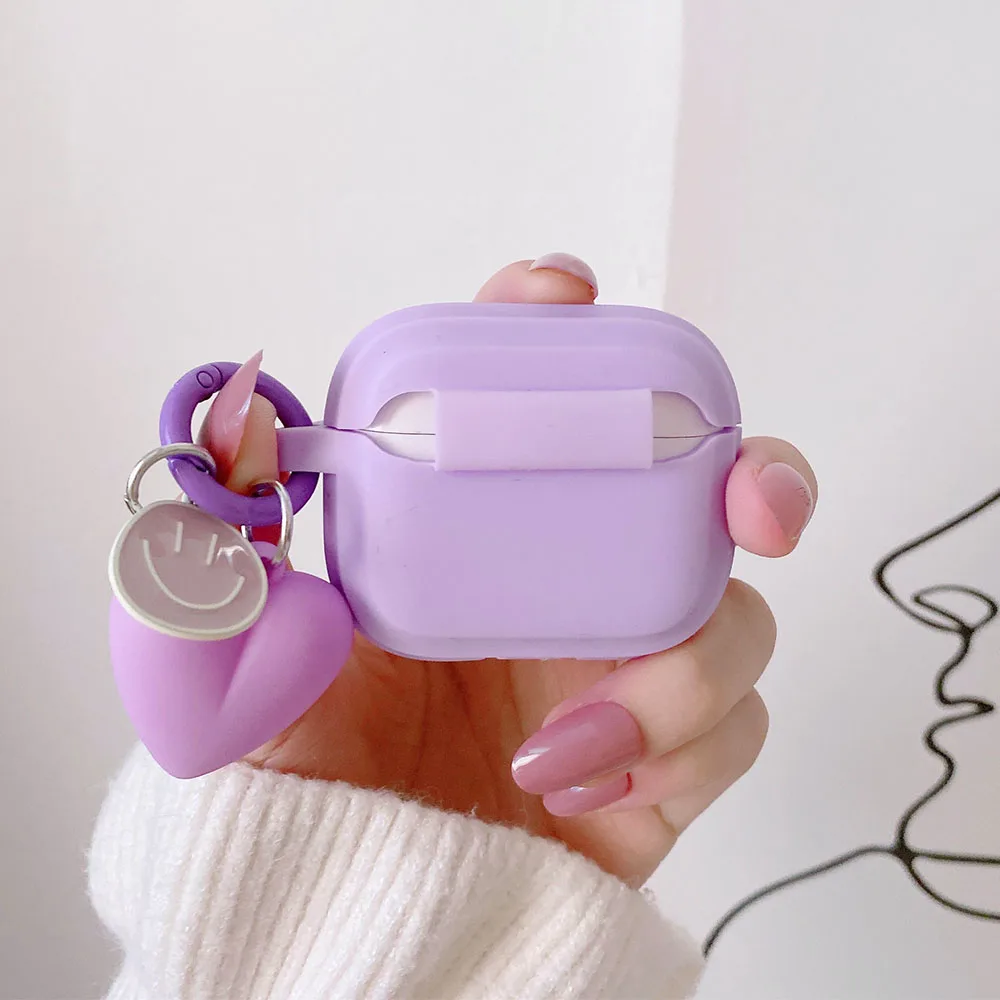 Untuk AirPods Pro casing silikon lembut dengan 3D cinta hati