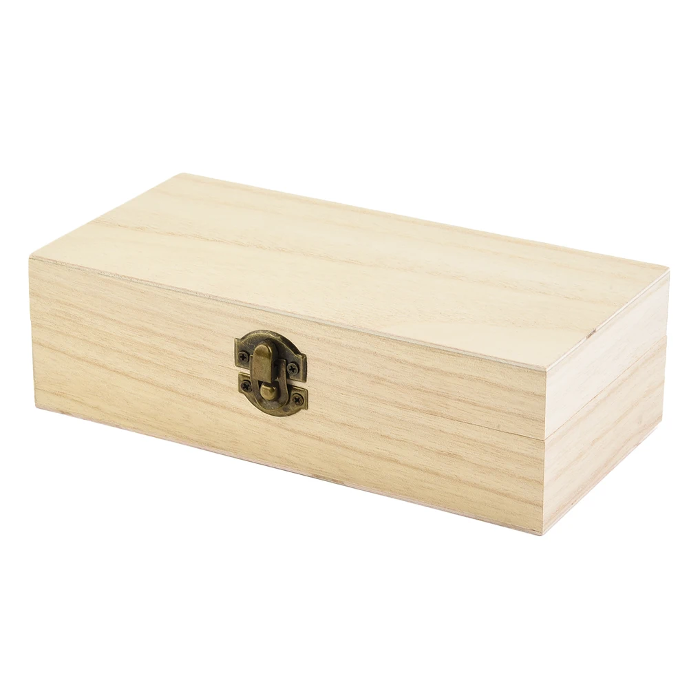 

1Pc Retro Wooden Jewelry Box Organizer With Lid Desktop Natural Wood Clamshell Storage Case Handmade Craft Box