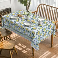 Classical Iris Pattern Lemon Rectangle Waterproof Tablecloth Party Decor Washable Kitchen Dining Tablecloth Wedding Decorations 2