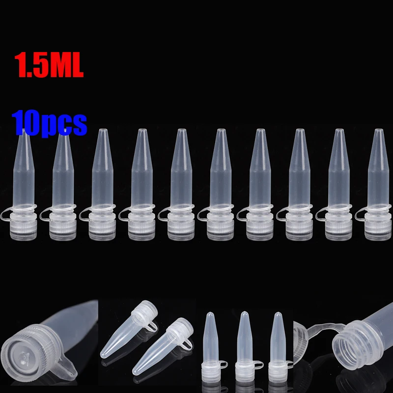 Centrifuge Tube Mini 1.5ml Centrifuge Tube with 10 Test Tubes Transparent Plastic with Gaskets Container Scientific Laboratory Testing Access Centrifuge Tube