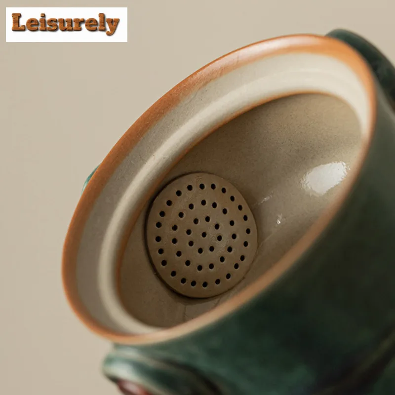 Chinese Sanxingdui Culture Portable Travel Teaset Kit Zen Tea Maker Teapot And Cups Outdoor Portable Leather Bag Tea Accessories