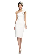 

Sheath / Column Celebrity Style Cocktail Party Formal Evening Valentine's Day Dress Sleeveless Knee Length Taffeta with Bow(s)