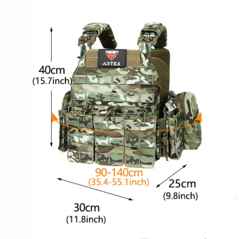 Tactical Vest with Triple Magazine Pouch 1000D Nylon Fabric Quick Release 6094K Hunting Airsoft Combat Accessories tactical vest