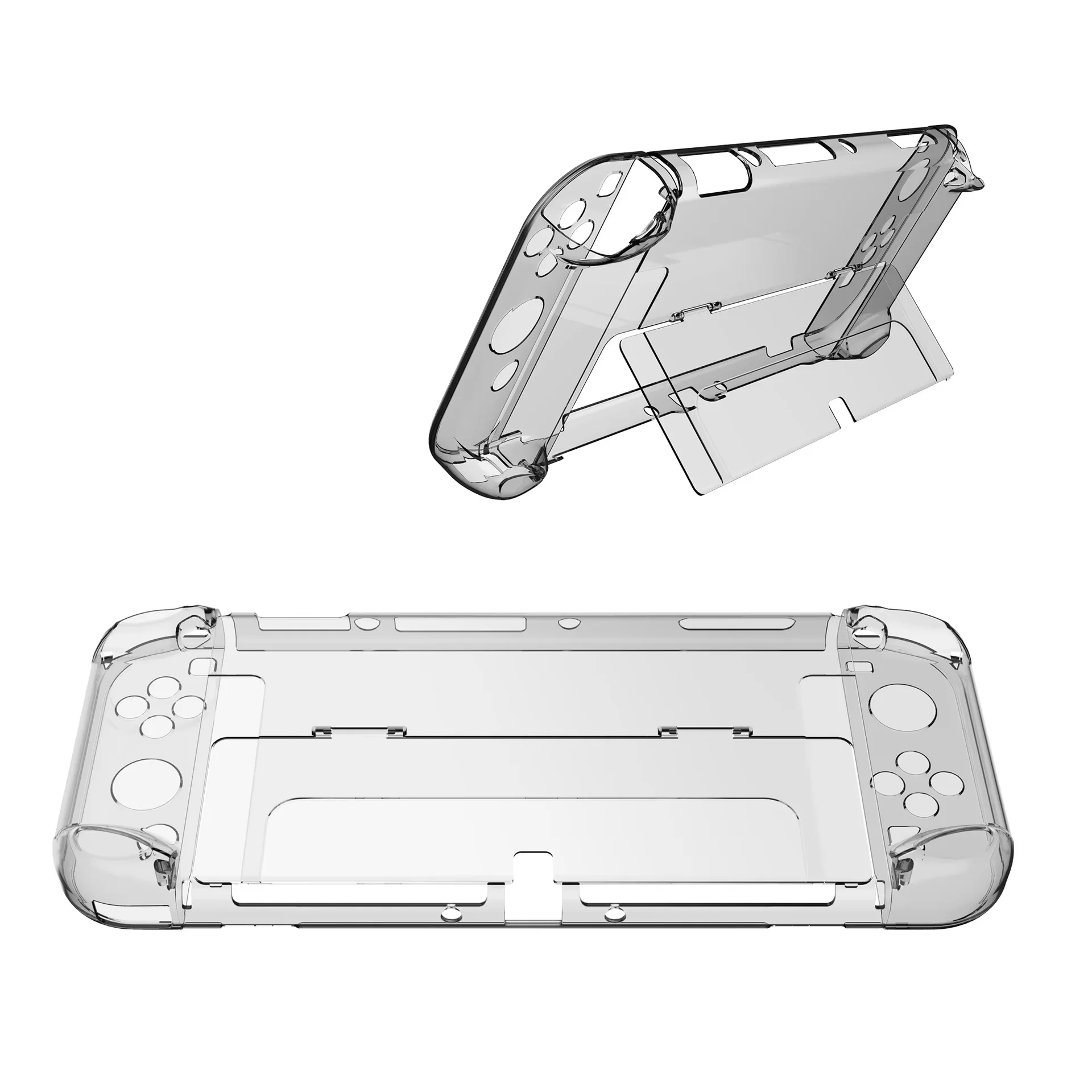 Switch OLED Crystal Case with Built-in Stand - Premium Protective Game Accessory
