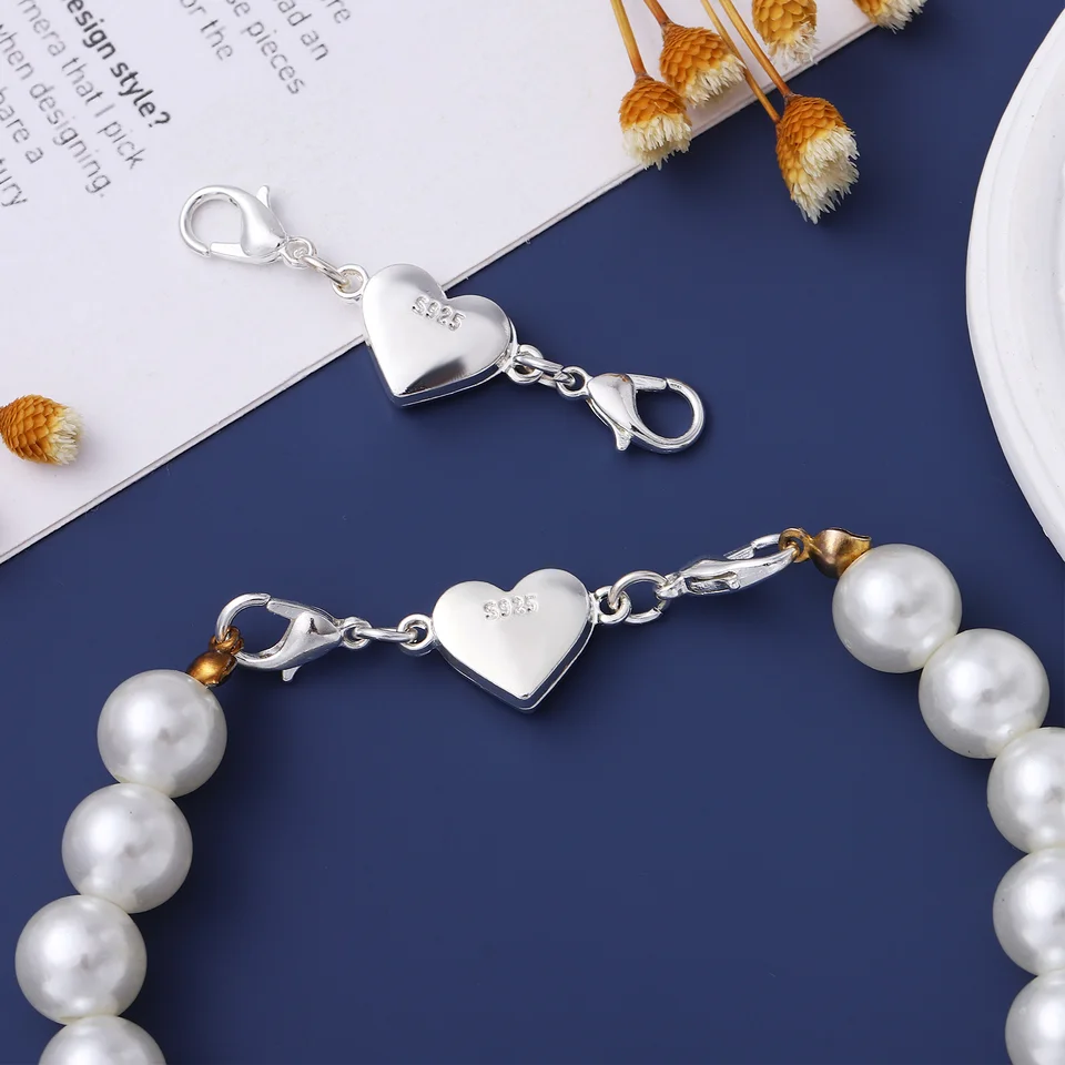 Chiusura Magnetica A Cuore Per Gioielli - 2 Pezzi In Argento Sterling 925 - Foto 4