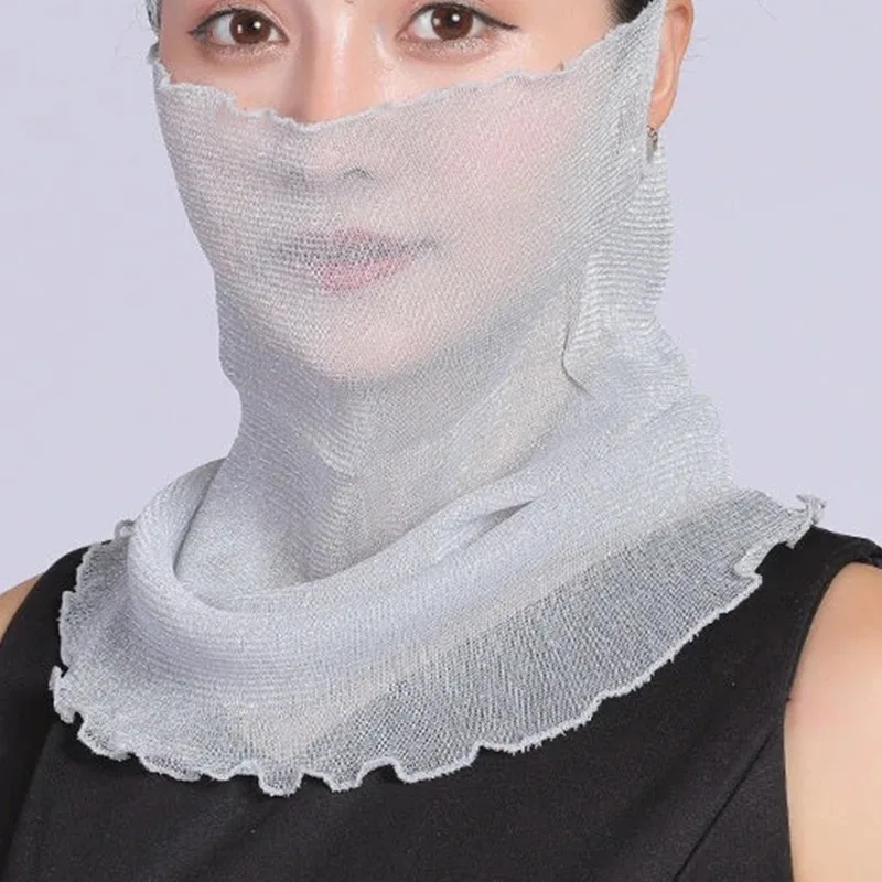 Chiffon Sommer Hals Kragen Schal Damen Gesichtsbedeckung Masken Seidenlätzchen Sonnenschutz Vielfalt Sonnenschutz Kreis Schal Mesh Stirnband – Detail 19