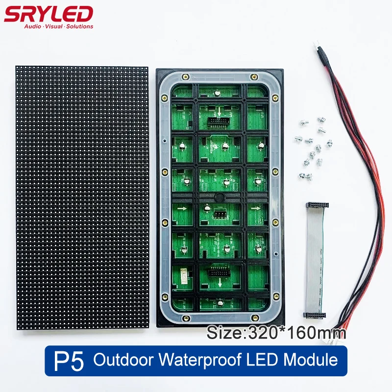 

SRYLED Outdoor P5 LED Screen Module 1/8Scan 320x160mm 64x32 Dots SMD2727 Send Free Cable Advertising LED Display Module