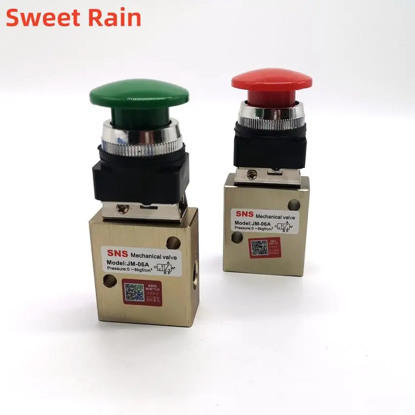 

SNS JM-06A Spring-return Type Mechanical Valve 1/4'' Pneumatic Control Valve 2/3 Way Mushroom Hand Control Valve