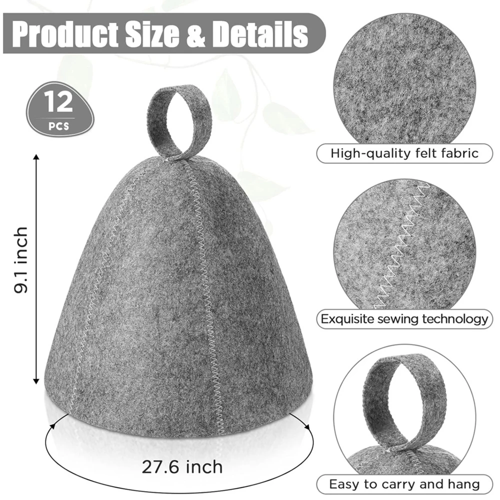 

Anti-Heat Cover Cap Soft-Felt Wool Cap Sauna Hat For Comfortable Sauna Experience Good Air Permeability Water Absorbent
