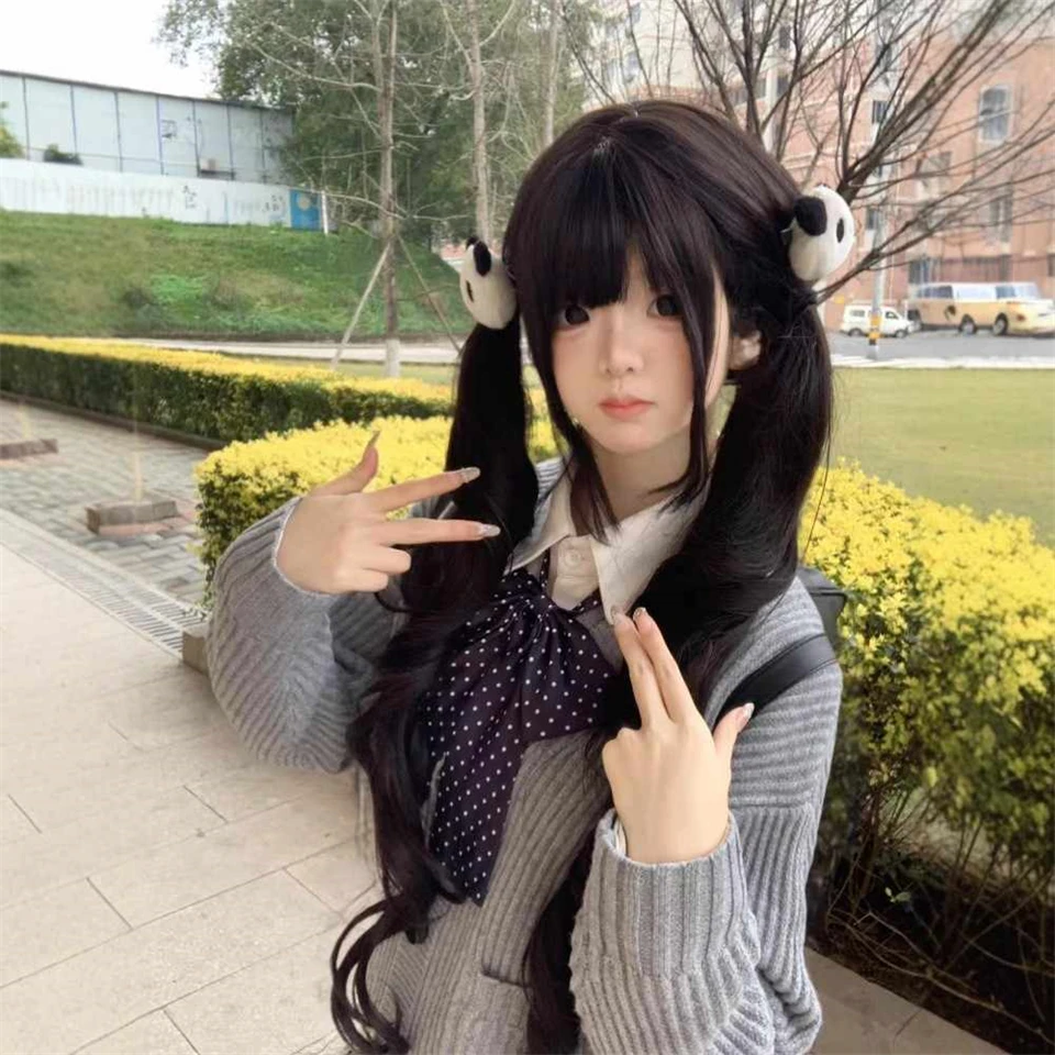 Brown Wavy Synthetic Hair Wig for Women with Bangs