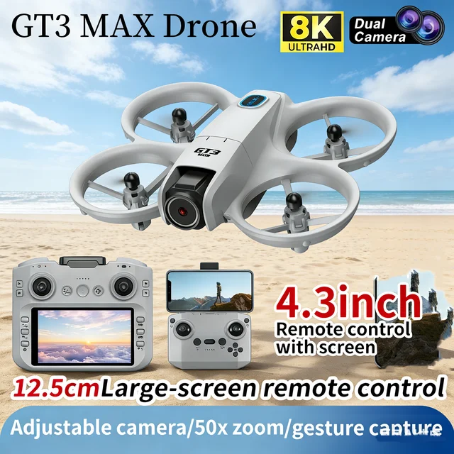 Drone GPS GT3 Plegable con Cámara Dual HD, WiFi 5G y Motores Brushless