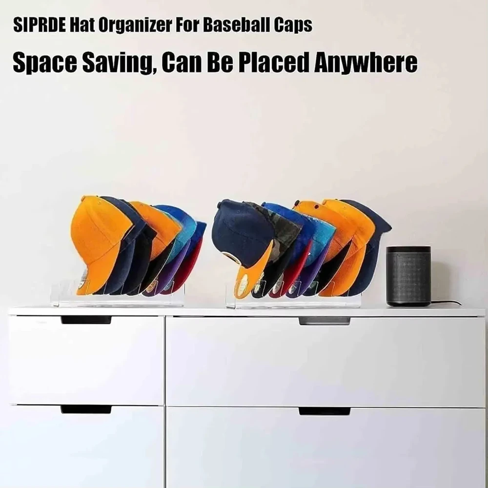 7-Holes Baseball Cap Display Rack Durable Clear Acrylic Hat Holder for Home Closet Storage Organization Stores Decoratio 5