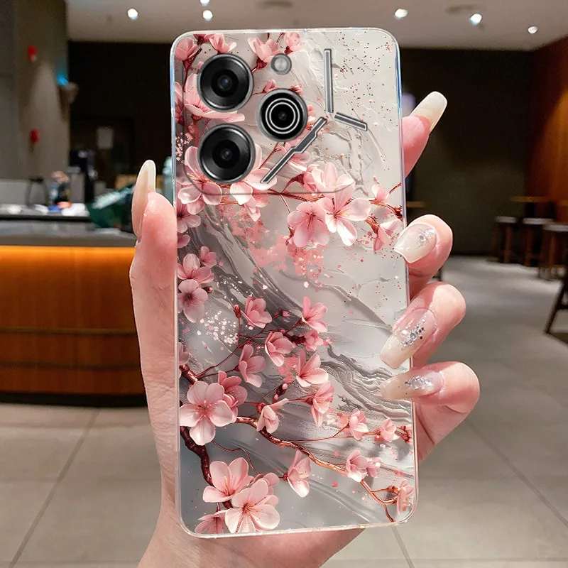Luxury Butterfly Flowers Transparent Soft TPU Phone Case