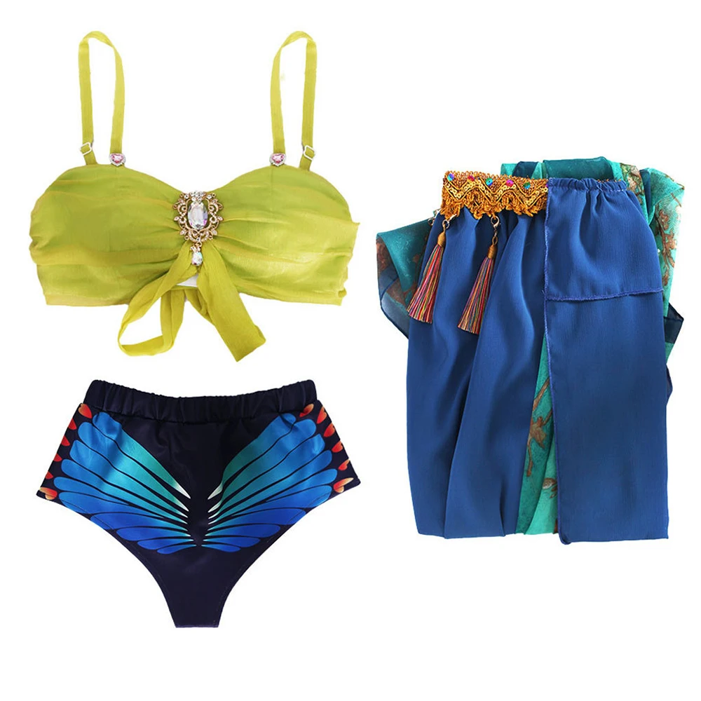90s Pop Star Inspired Costume with Bra Top and Short Skirt for Stage Performance