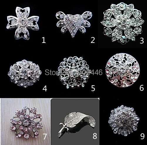 

Silver Rhinestone Crystal Diamante Wedding Bouquet Small Flower Brooch Prom Party Gift Pins