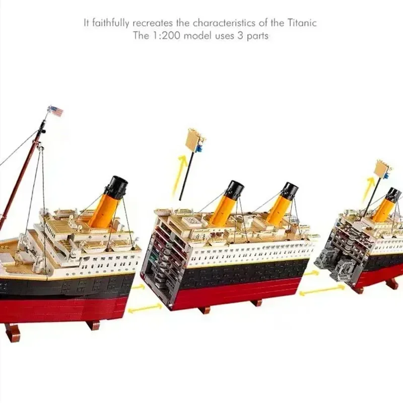 Décennie s de construction Titani pour enfants, grand bateau de croisière, briques soleil, bateau à vapeur, jouets cadeaux, compatible 9090, Titanic, nouveau, 10294 pièces, 99023
