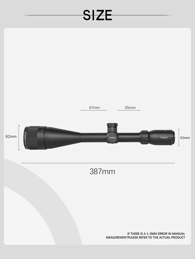 Description Picture 6 of itemT-Eagle Optics EOS 6-24x50 AOE HK Rifle Scope Hunting Riflescope  Optical Aim Collimator Tactical Gun Sight Red Green Reticle