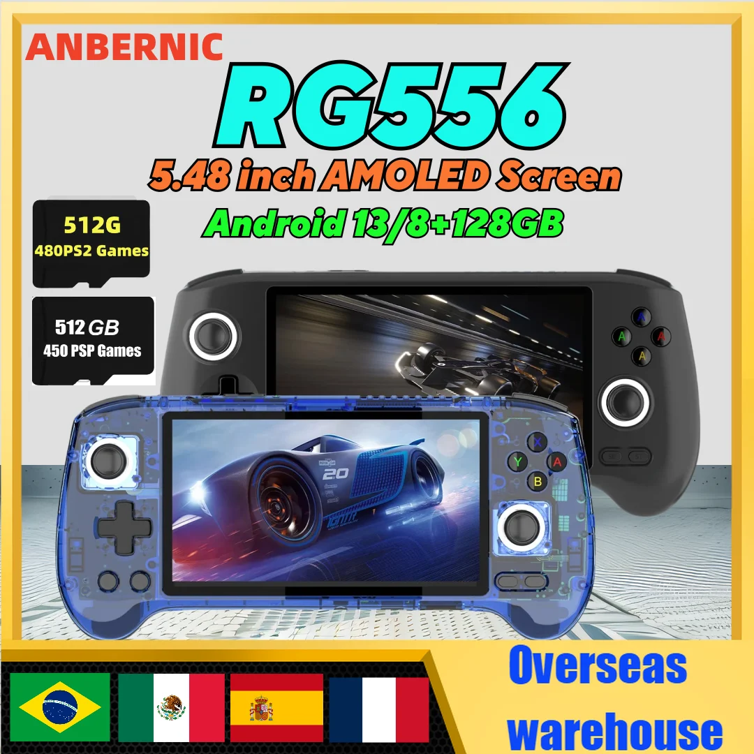 Anbernic Rg556 Console Di Gioco Portatile Android 13 Schermo Amoled Da 5.48 Pollici 5500Mah Wifi Bluetooth 8 + 128G Unisoc T820 Ps2 Regalo