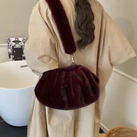 Sacs à bandoulière d'hiver mignons et polyvalents, fourrure de vison froissée, Texture décontractée, sac à coque de nuage, fourre-tout à la mode pour femmes 3