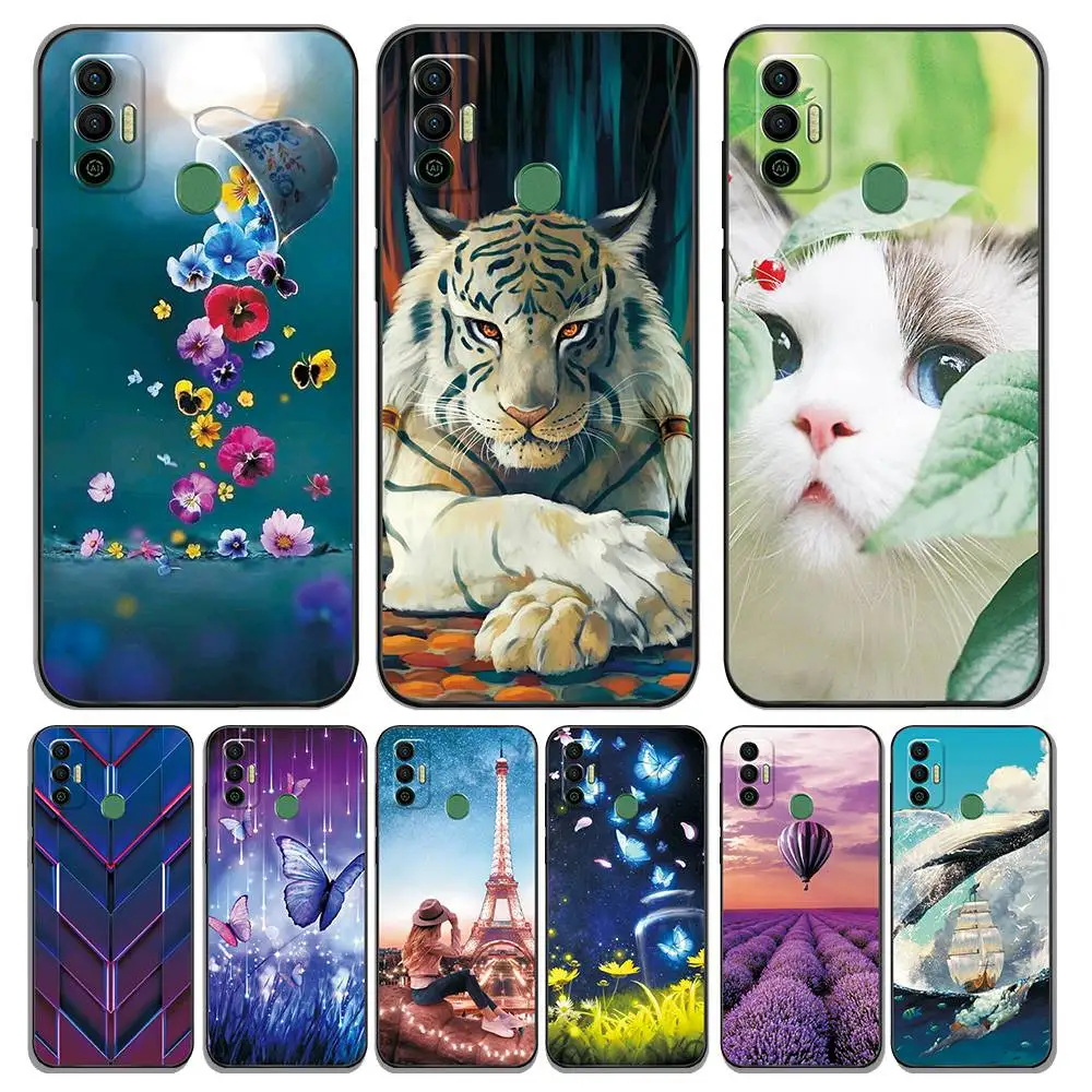 For Tecno Spark 7 Case Silicone Flowers Soft Tpu Back Cover For Tecno
